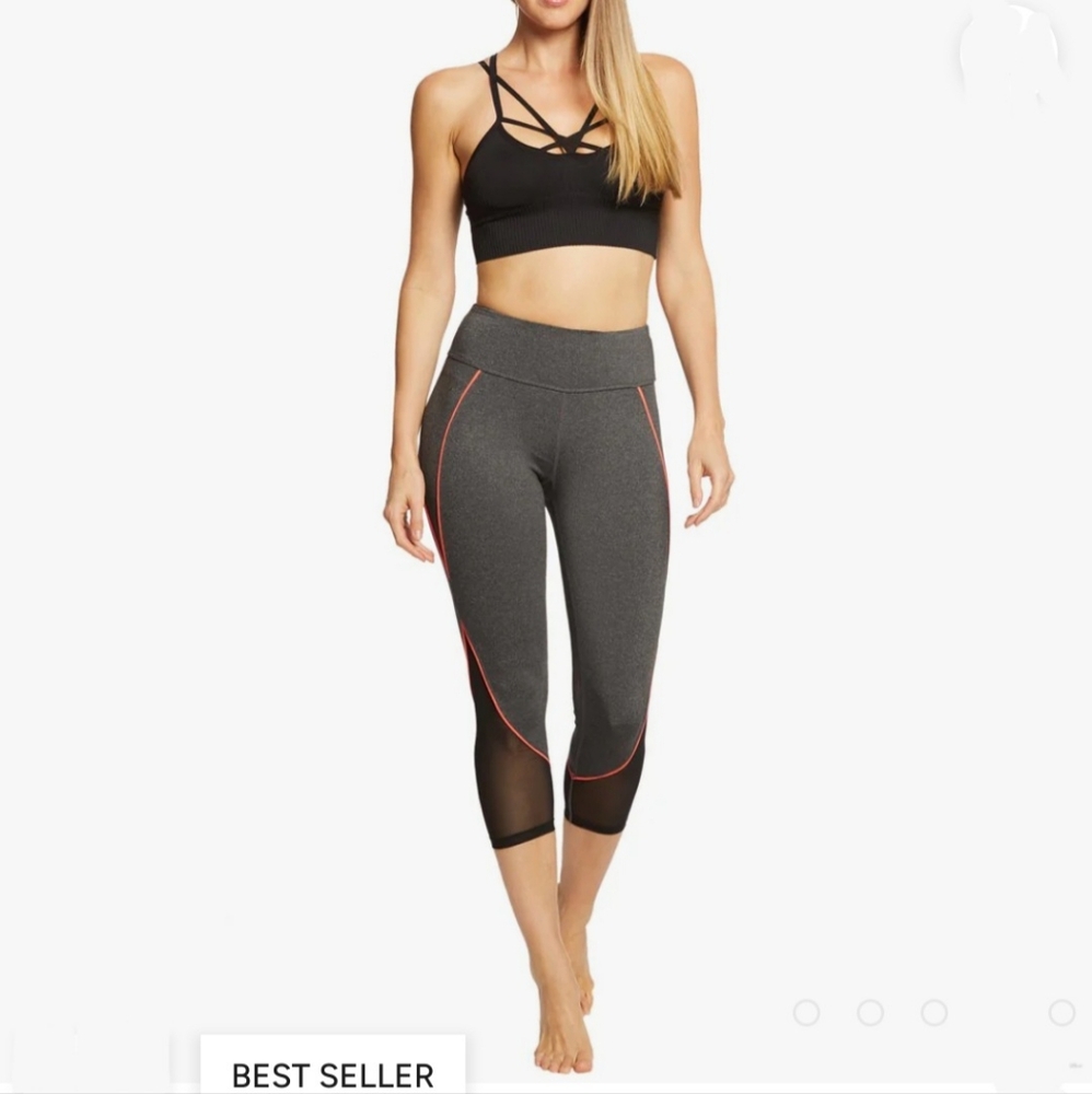 MESH LEG BETSY JOHNSON Performance Color Lined Mesh Insert Yoga Capris …     c